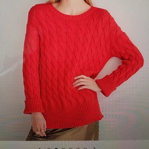 Red Scarlet Cable Knit Sweater J.Crew